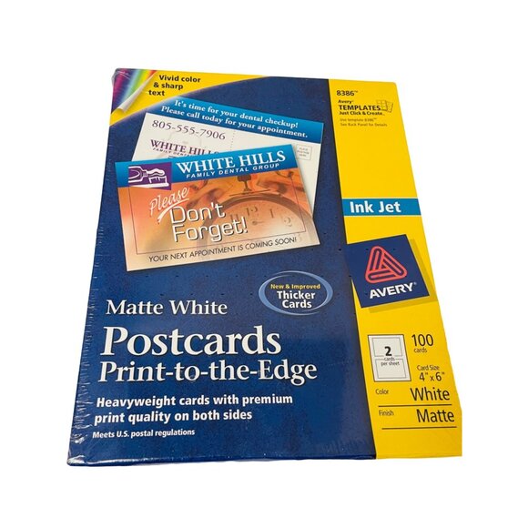 Avery Matte White Postcards 4" x 6" Print-To-The-Edge 100 Cards Heavyweight - Picture 5 of 5